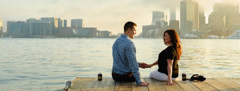 Sunset Pier Engagement Session on The Boston Bride Bridal Blog