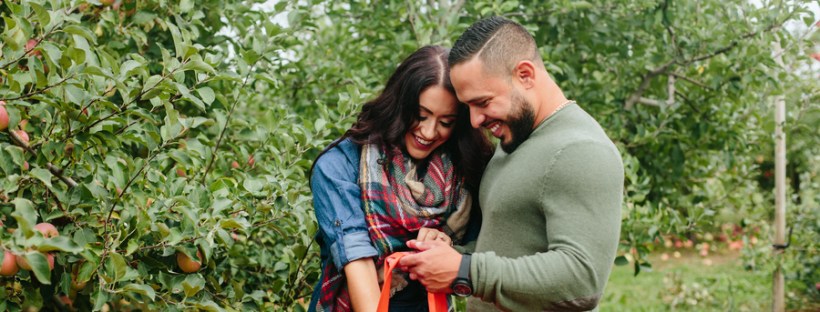 Apple Orchard Engagement Session on The Boston Bride a Wedding Blog