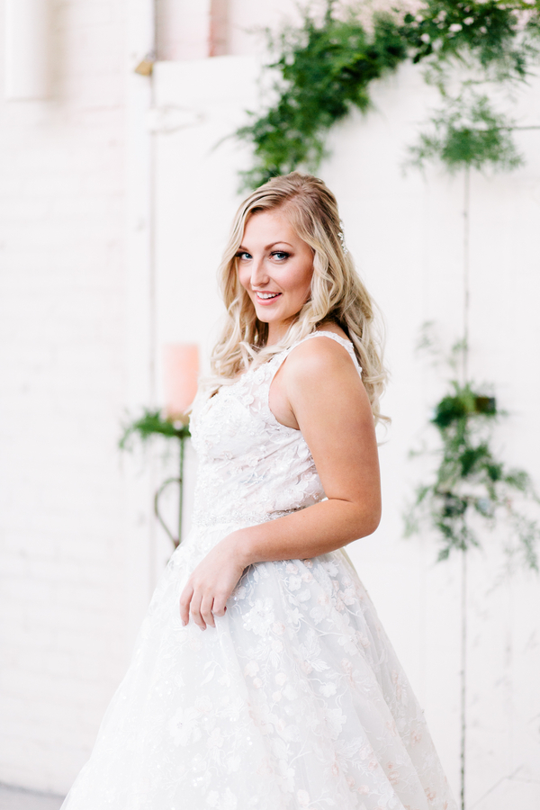 Industrial Blush and Gold Styled Shoot at the Norwood Space Center on The Boston Bride