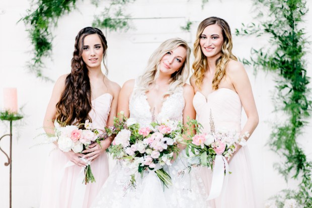 Industrial Blush and Gold Styled Shoot at the Norwood Space Center on The Boston Bride