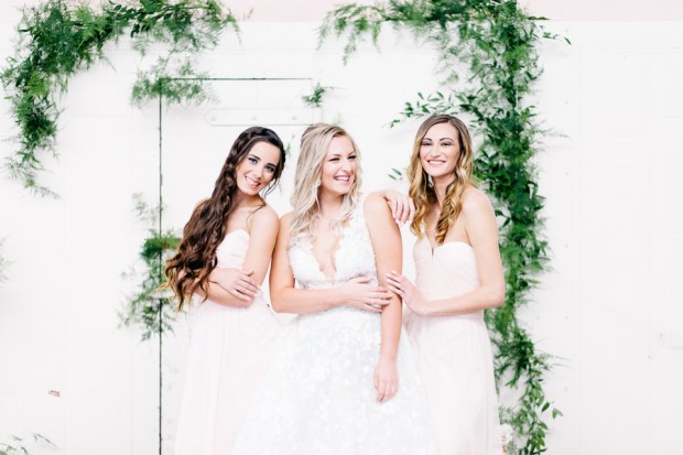 Industrial Blush and Gold Styled Shoot at the Norwood Space Center on The Boston Bride