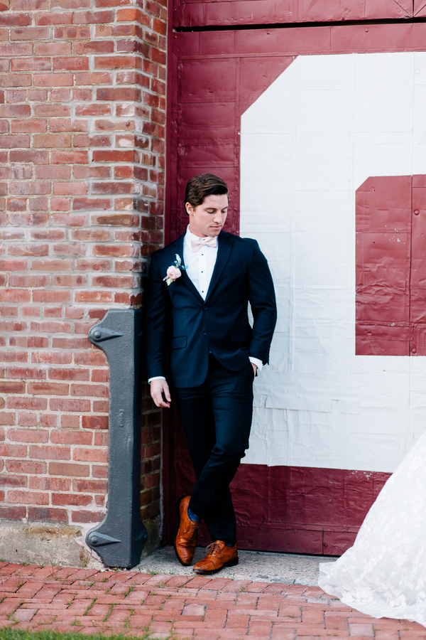 Industrial Blush and Gold Styled Shoot at the Norwood Space Center on The Boston Bride