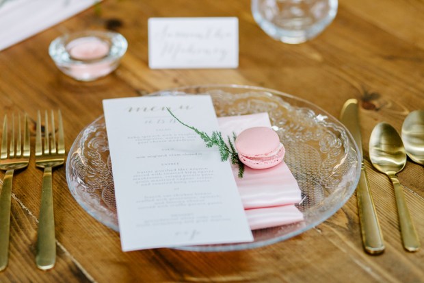 Industrial Blush and Gold Styled Shoot at the Norwood Space Center on The Boston Bride