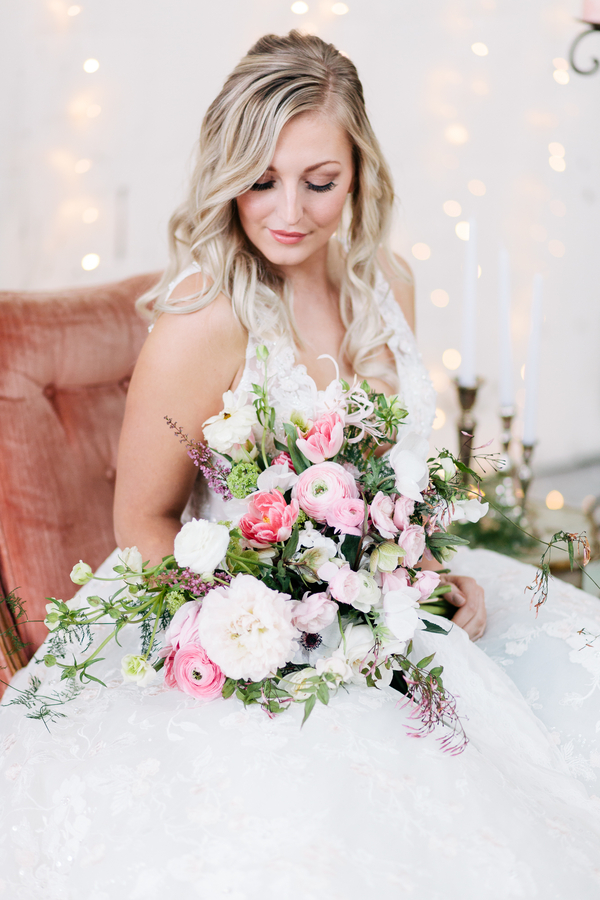 Industrial Blush and Gold Styled Shoot at the Norwood Space Center on The Boston Bride
