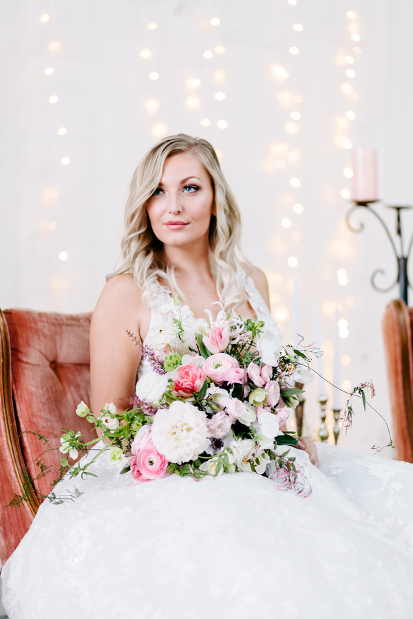 Industrial Blush and Gold Styled Shoot at the Norwood Space Center on The Boston Bride