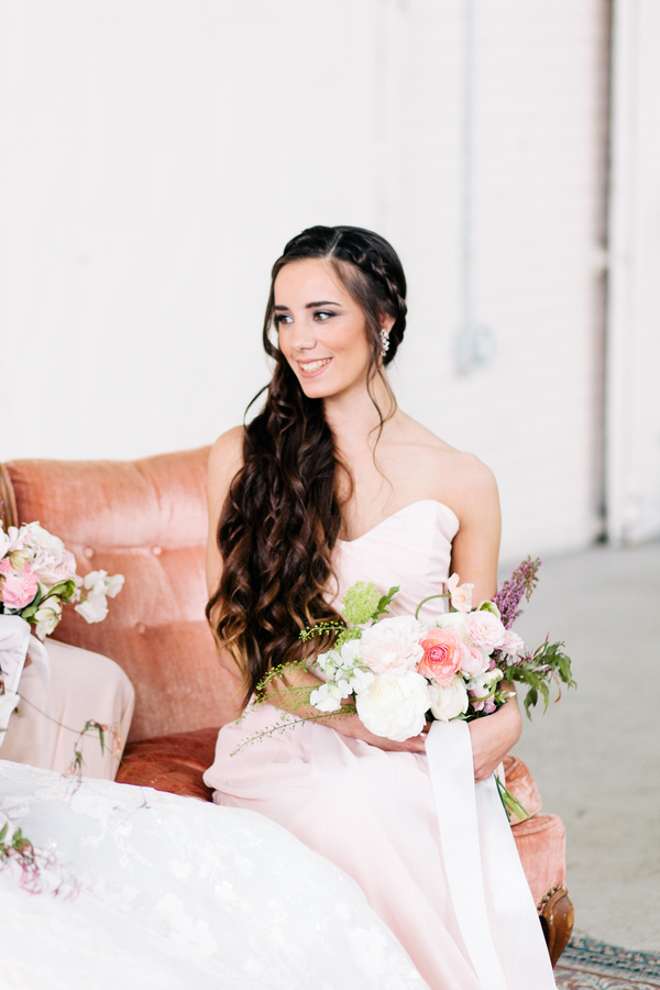 Industrial Blush and Gold Styled Shoot at the Norwood Space Center on The Boston Bride