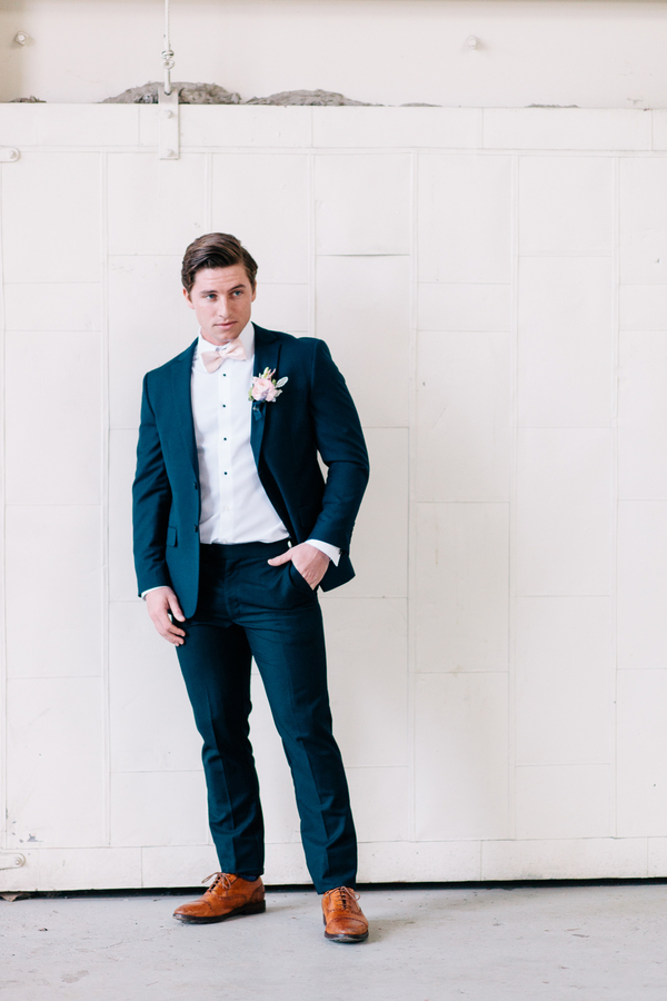 Industrial Blush and Gold Styled Shoot at the Norwood Space Center on The Boston Bride