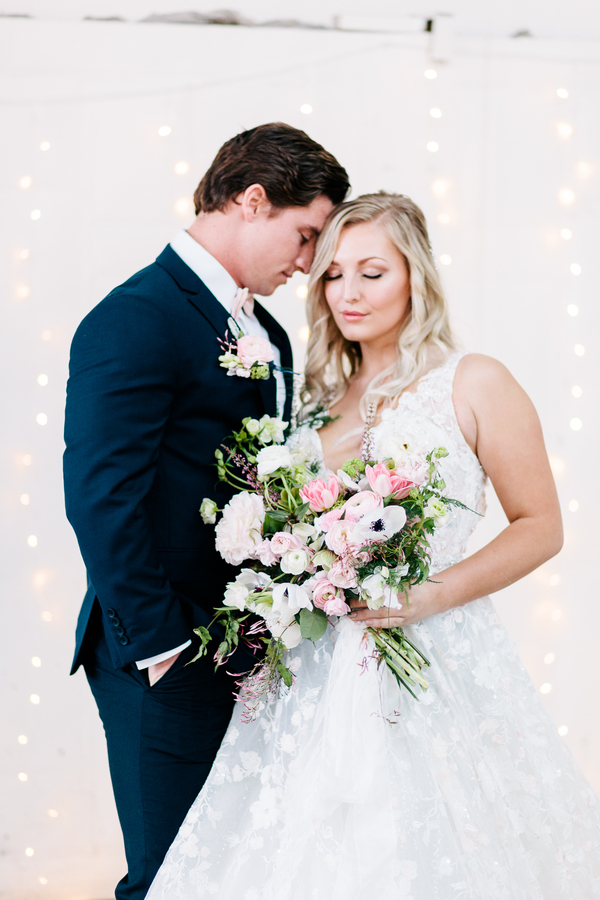 Industrial Blush and Gold Styled Shoot at the Norwood Space Center on The Boston Bride