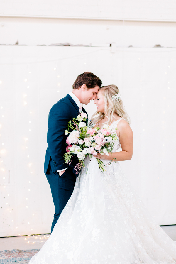 Industrial Blush and Gold Styled Shoot at the Norwood Space Center on The Boston Bride