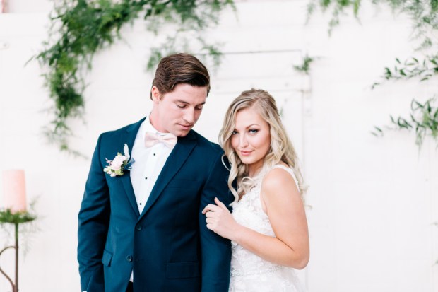 Industrial Blush and Gold Styled Shoot at the Norwood Space Center on The Boston Bride