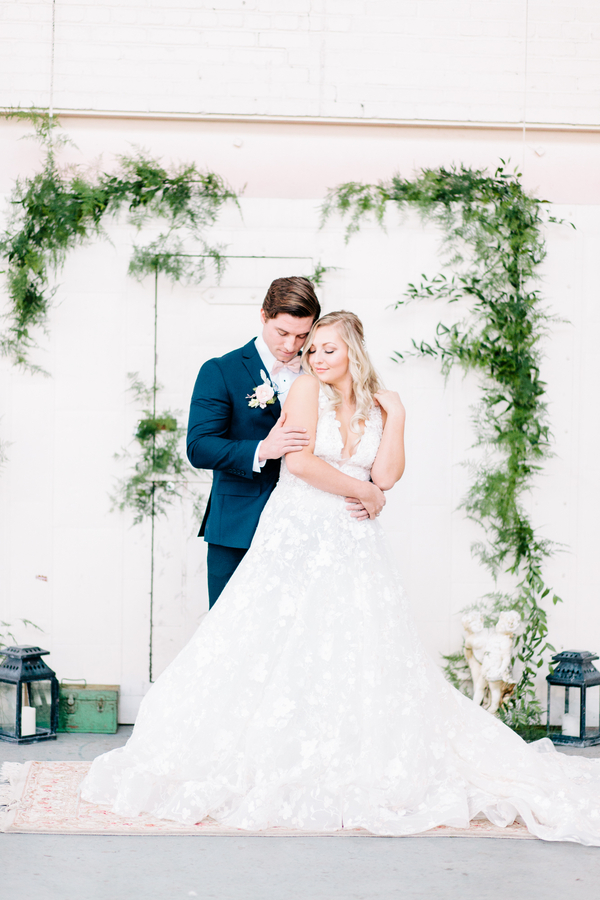 Industrial Blush and Gold Styled Shoot at the Norwood Space Center on The Boston Bride