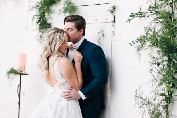 Industrial Blush and Gold Styled Shoot at the Norwood Space Center on The Boston Bride